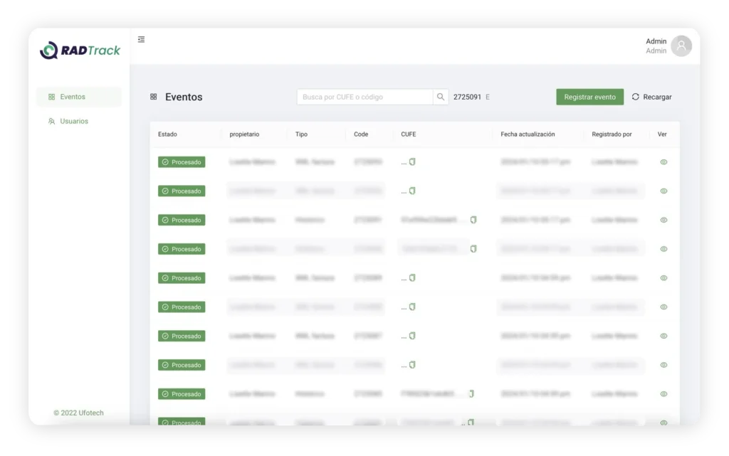 radtrack Plataforma web